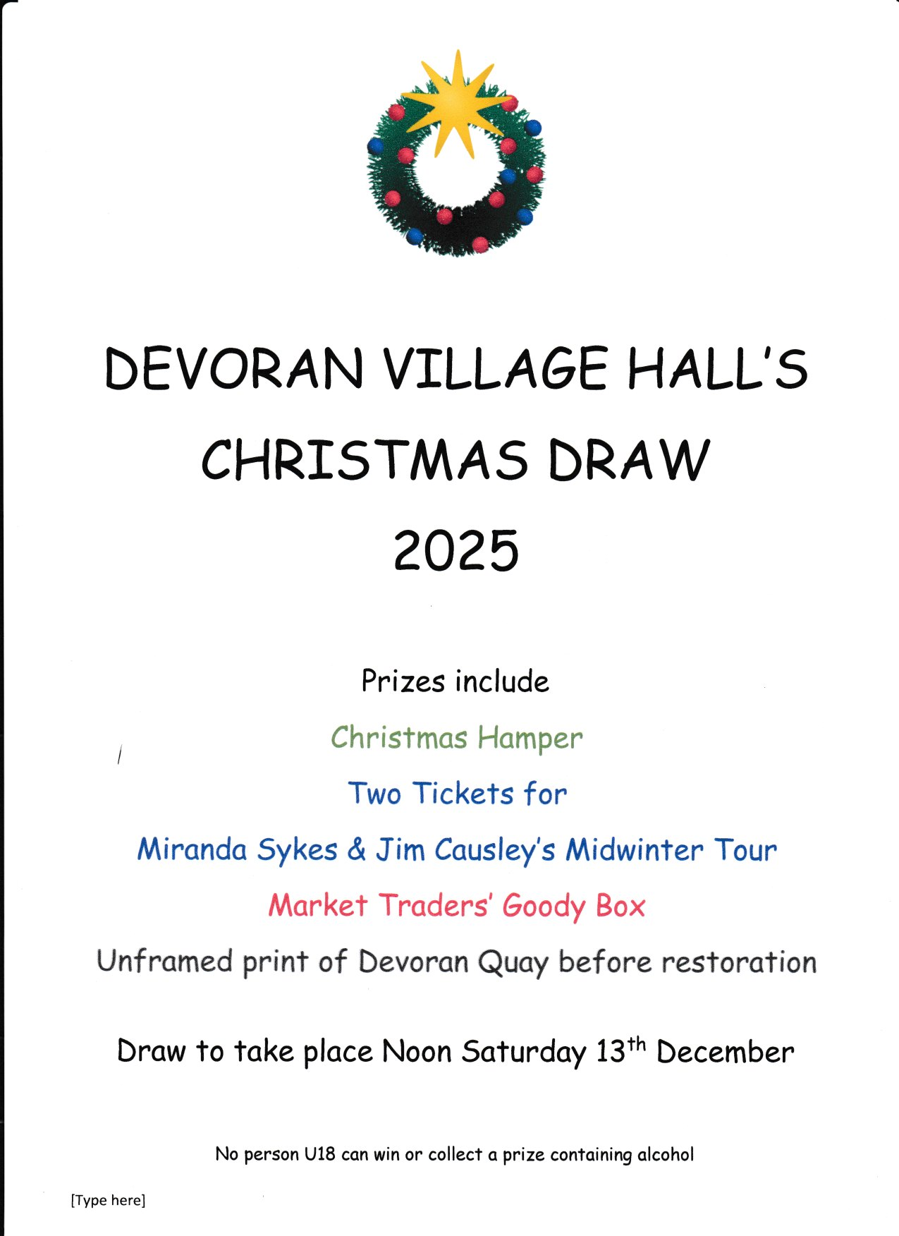 Devoran Village Hall's Christmas Draw 2025